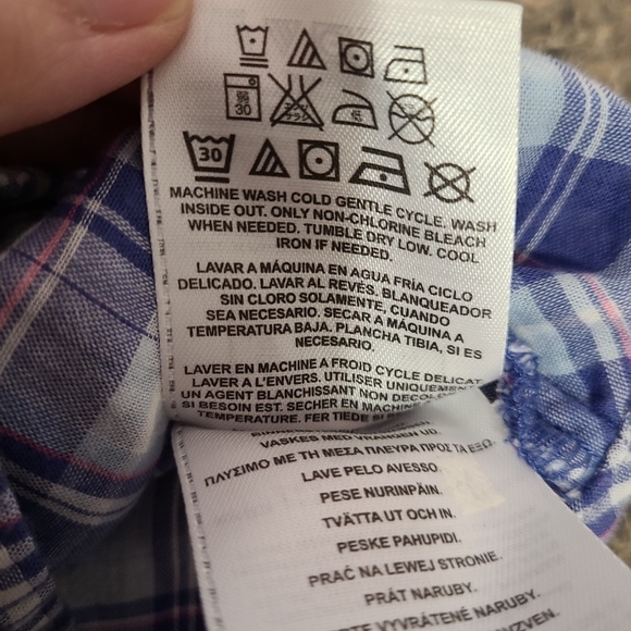  Guess Womens Button Down Shirt Sz L Gingham Check Barbie Western Pink Blue  - Picture 12 of 14